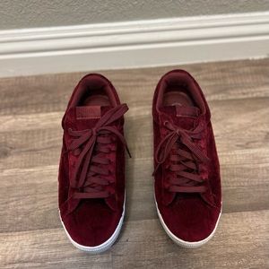 Burgundy Velvet Puma Sneakers